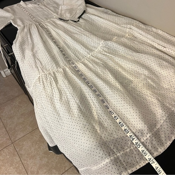 KILOL Midi tiered tunic dress, polka dot print, sheer,deep side slits,buttons XS - Picture 11 of 13